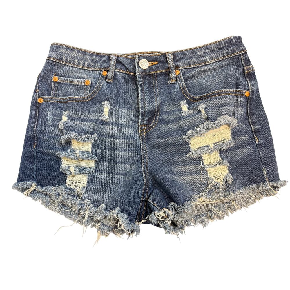 Y2k Summer Distressed Denim Shorts Frayed Cutoff High Rise Size 3